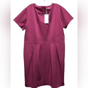 ACEVOG N.W.T. Elegant Purple Short Sleeve Dress.Size XXL Work,Retro, Business.